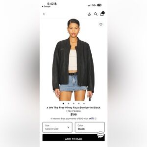 Free people leather bomber jacket